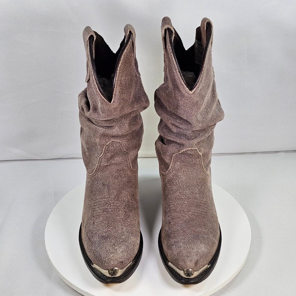 Double-H Ladies Slouch Brown Suede Western Cowboy Boots DH5201 Metal Toe USA 6.5 - Picture 5 of 7